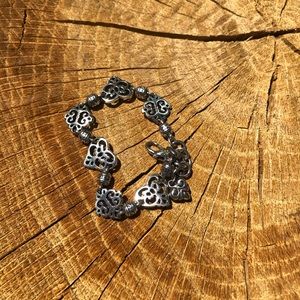 Brighton Silver Tone Geneva Heart De Lis Link Bracelet